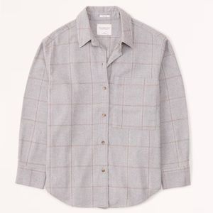 Abercrombie Oversized Flannel Shirt Grey Plaid